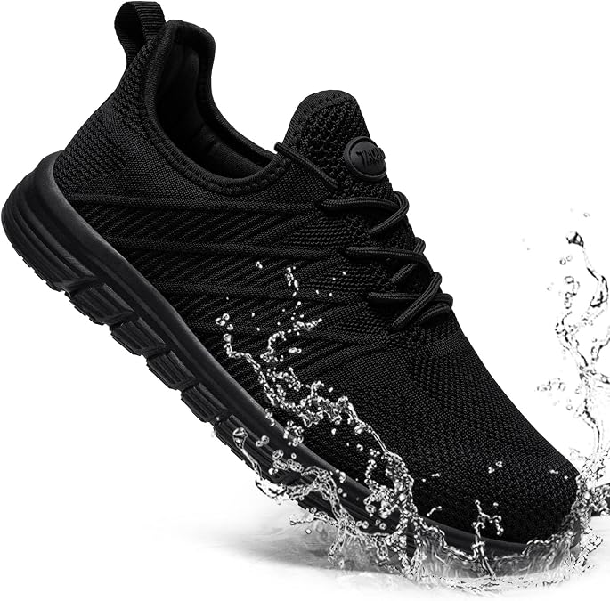 Non Slip Work Shoes for Women Slip On Sneakers, Black US 5-11