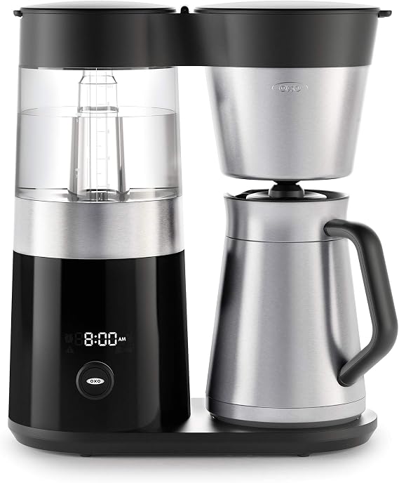 OXO Brew 9-Cup Coffee Maker Stainless Steel, Programmable Coffee Machine with Single Serve or Full Carafe Options, SCA Certified Home Brewer
