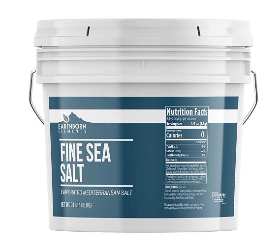 Earthborn Elements, Fine Sea Salt, 9 Lb