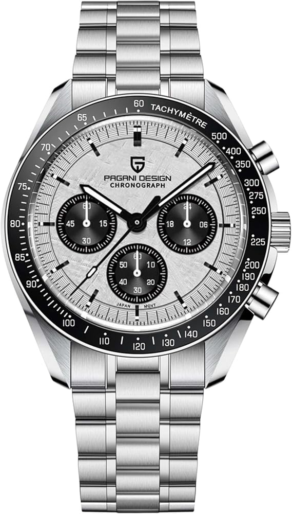 Pagani Design 1701 Watches for Men, Chronograph, VK63 Japanese Quartz Movement, Stainless Steel Bracelet, Water Resistant to 330 Feet（100m）, Sapphire Glass Sports Watch for Men.