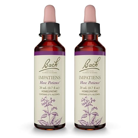 Bach Original Flower Remedies, Impatiens - 20mL Dropper, Pack of 2 - Have Patience - Natural Homeopathic Flower Essence for Emotional Balance - Vegan, Gluten Free, Sugar Free
