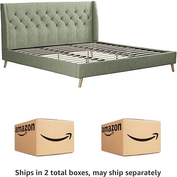 Novogratz Her Majesty Upholstered Linen Bed