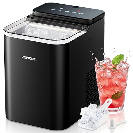 Ice Maker Machine Counter Top Ice Machine 16 Square Cubes in 11 Mins | 15KG/24Hrs, 3 Ice Sizes, 1.95L, Touch Screen, Self-Cleaning Ice Cube Maker With Scoop, Basket for Home/Kitchen/Office/Bar
