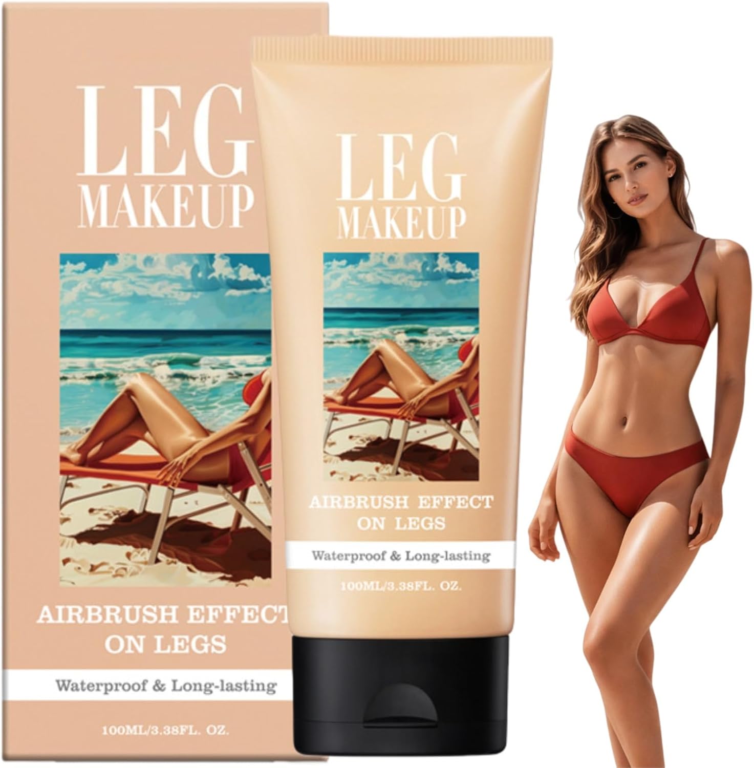 100ml Leg Makeup Waterproof No Transfer,Body Coverage Foundation Full Coverage Waterproof,Leg and Body Makeup to Cover Veins,Long Lasting Moisturizing Concealer,Naturally Blends Skin (#1Fair Brown)