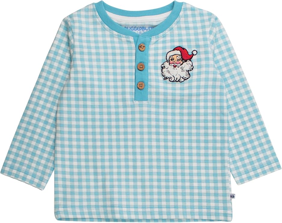 RUGGEDBUTTS Baby/Toddler Boys Knit Long Sleeve Henley Tee