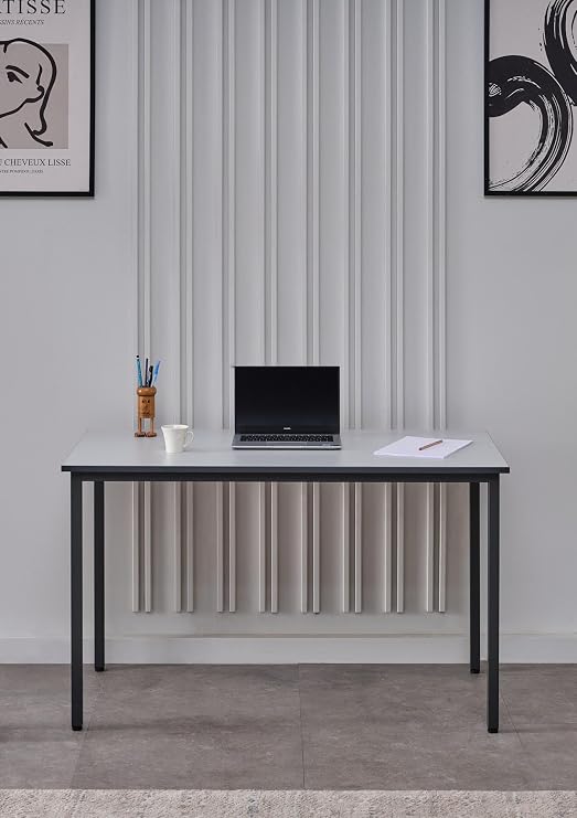 Arpelia Çalışma Masası 125X65 CM LAVA-GRİ,KENARLARI ANTRASİT BANLI