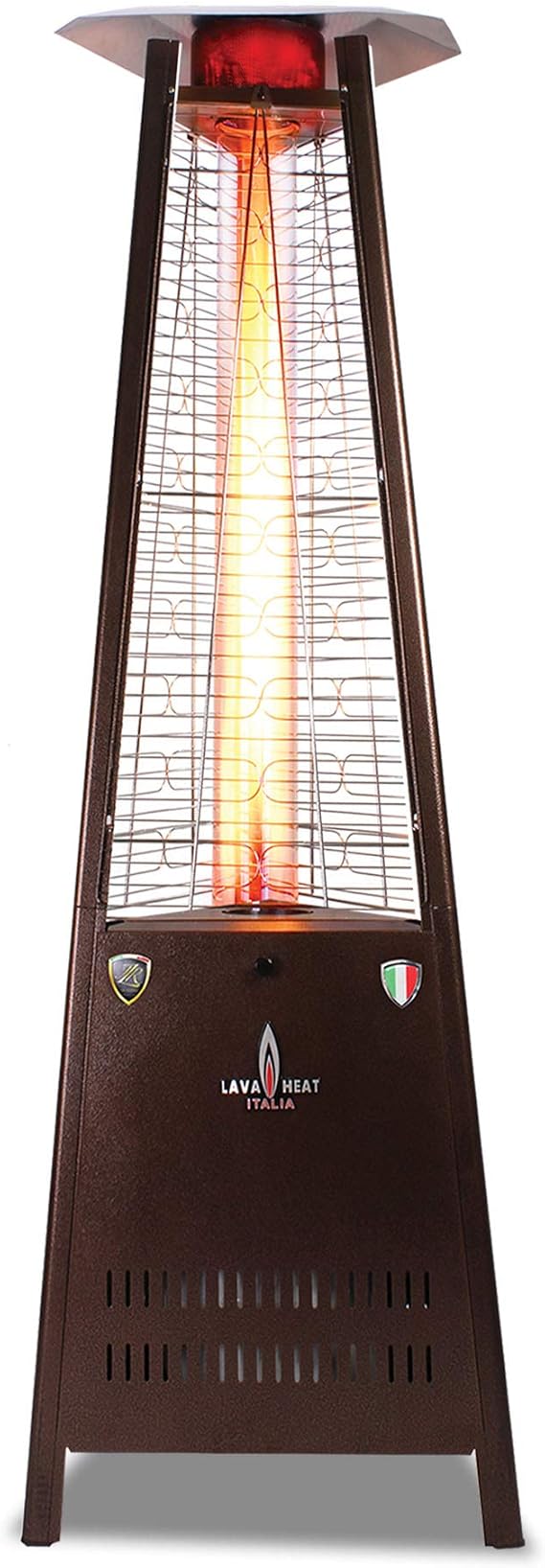 Lava CAPRI A-LINE 42000 BTU Portable Pyramid Patio Heater - 4.75" Glass Tube - 304 Stainless Steel - Triple Protection System (Propane, Heritage Bronze)