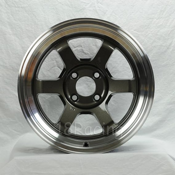 4 Pcs Rota Grid V 15x8 Pcd:4x100 Offset:0 Hb67.1 Gunmetal With Polish Lip