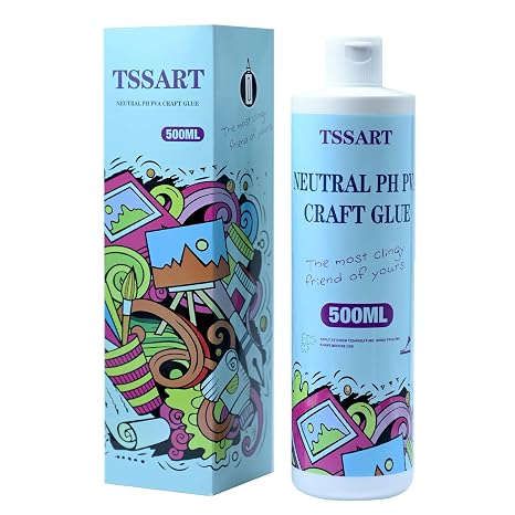 Neutral pH Craft Glue - 16.9floz Acid-Free PVA Formula Water Soluble Glue, Dries Clear and Flexible - Ideal for Arts, Paper, Photography, Scrapbooking and Book Binding - Flip Cap