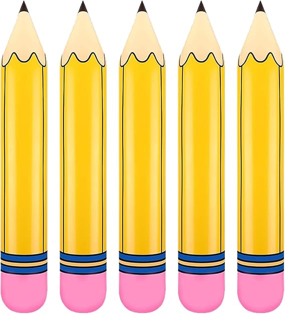 Totelux Large Pencil Balloons 27 Inflatable Pencil Back to School Decorations Giant Yellow Crayon Balloons for Classroom Garden Hanging Photo Prop Birthday Party Favor 2PCS