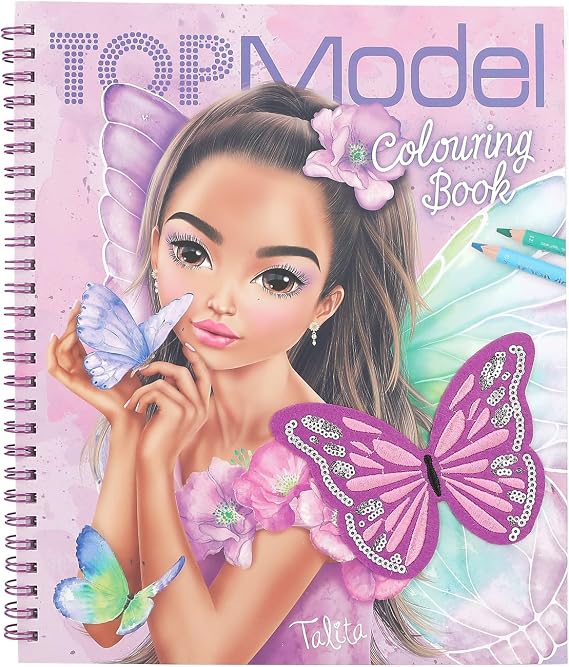 Depesche TOPModel Fairy Love 12976 Colouring Book with Sequin Design, 40 Model and Fairy Motifs for Creative Design, Includes a Sticker Sheet