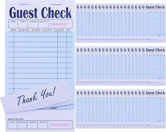 60 Pack Guest Check Books for Servers, 3000 Sheets Blue Server Note Pads