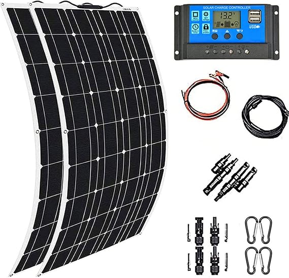 400W 600W 800W 1200W Solar Panel Kit,Photovoltaic Solar Panel,Flexible Monocrystalline Solar Panel,with 40A Controller,for Home,Rv,Caravan,Boat and Other Battery Charger,2X400W