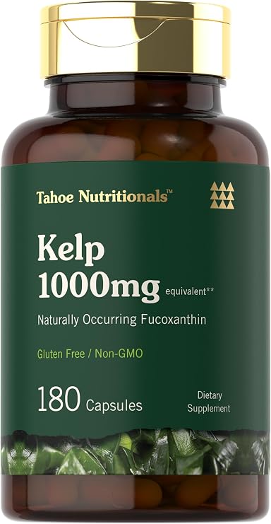 Tahoe Nutritionals Kelp Supplement | 180 Capsules | with Green Tea Extract | Non-GMO & Gluten Free