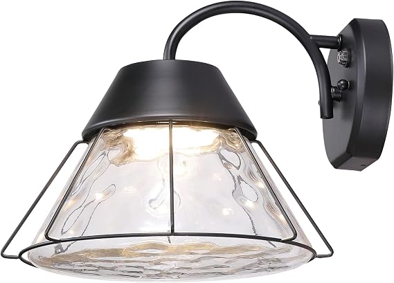 Ultralux Lakestone Dusk to Dawn Outdoor Sconce Light - Decorative LED Exterior Light Fixture with Photocell for Deck, Porch & Patio Lights - Easy-Install, Matte Black Outdoor Light Fixture - (1 Pack)
