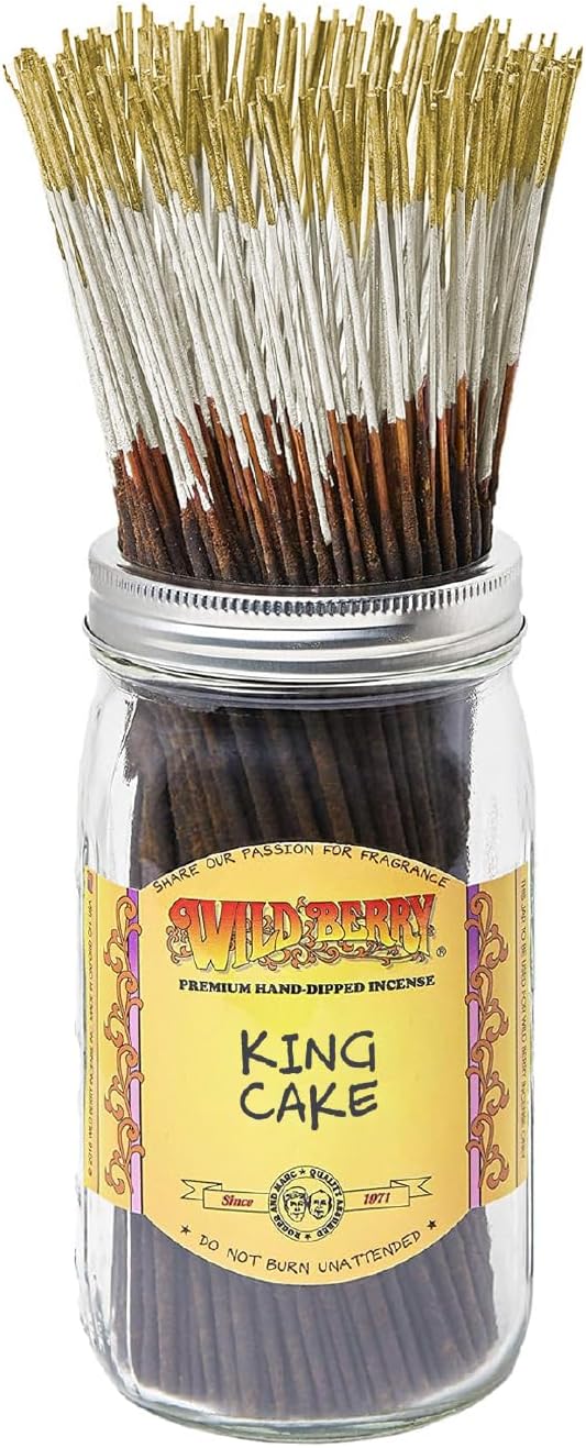 Wild Berry Incense Sticks - King Cake - Delectable Cinnamon Sugar Scent with Vanilla - Hand Dipped in The USA (100 Count)