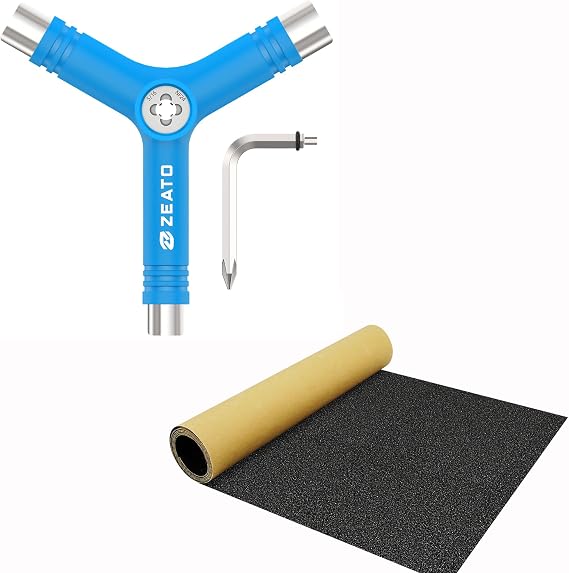 Multi-Function Skatboard Y Tool and Grip Tape Sandpaper Sheet