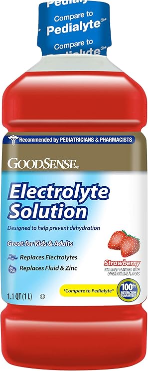 GoodSense Electrolyte Solution, Strawberry; Designed to Prevent Dehydration; Replaces Electrolytes, Fluid and Zinc, 33.8 Fluid Ounces