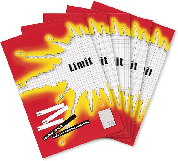 Limit Exercise Book A4 16 Sheets 28 Ruling Squared with Margin Pack of 5