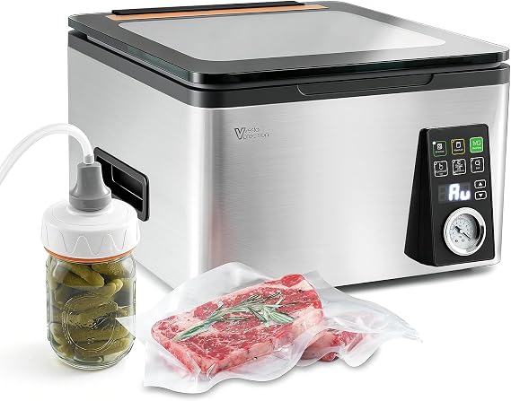 Vesta Precision 12 Chamber Vacuum Sealer, Smart Auto Vacuum Time, Easy-to-Clean System, Commercial-Grade Pump, Deep Chamber for Liquids, Meats, Mason Jars & Sous Vide, V553