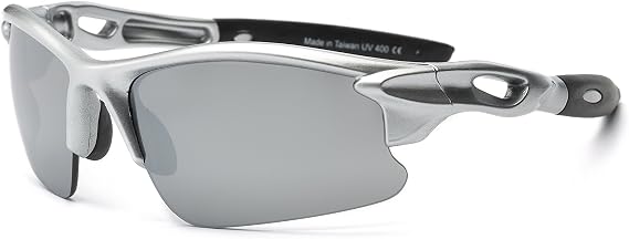 Real Shades Blaze Sunglasses for Adults, Teens - 100% UVA UVB Protection, Polycarbonate Lenses, Unbreakable, Wrap Around Frames - Perfect Sports Sunglasses (Adult, Silver)