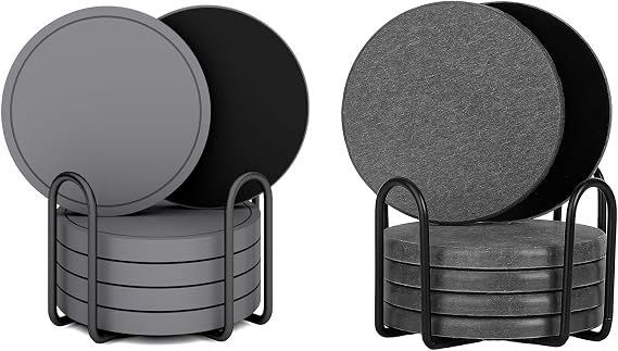 Gray Absorbent Coaster Set of 6