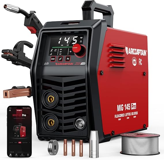 ARCCAPTAIN MIG145 Pro Flux Core MIG Welder 145A 120V 3-in-1 Welding Machine