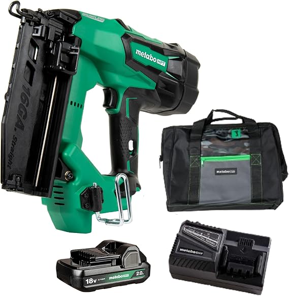 Metabo HPT 18V MultiVolt Brushless Cordless Finish Nailer Kit, 16 Gauge Straight Finish Nailer with Power Tool 2.0Ah Lithium Ion Battery, Drives 1" to 2-1/2" Nails, NT1865DMST