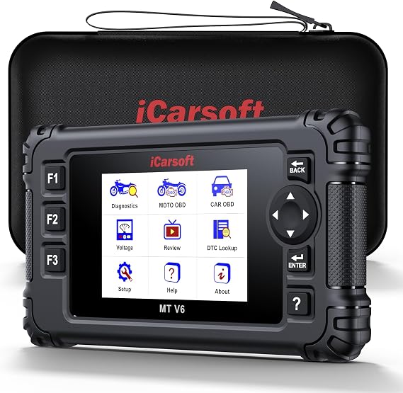 iCarsoft MT V6 for Honda Motorcycle Full System Diagnostic Tool 7 Service Motorbike and Car 2-in-1 OBD2 Scanner Engine Code Reader, Battery Test, Lifetime Free Update