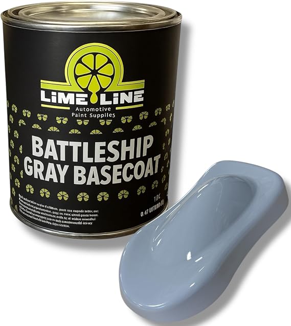 LiME LiNE Automotive Urethane Basecoat 1K Urethane color, High Coverage, Mix 1:1 With Urethane Reducer, Ready for 2K Clearcoat (Battleship Gray,1 Pint)