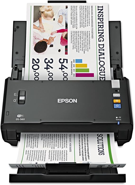 Epson WorkForce DS-560 Wireless Color Document Scanner for PC and Mac, Auto Document Feeder (ADF), Duplex Scanning