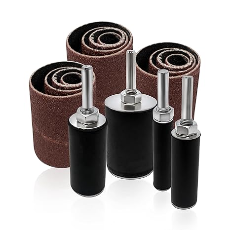 LINE10 Tools 16 Pack Sanding Drum and Sleeves Set for Drill, 2-inch Long, 60, 80 and 120 Grit