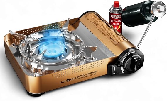 Gas ONE GS-4000P - Camp Stove - Premium Propane or Butane Stove with Convenient Carrying Case - Patented - Great for Camp Stove and Portable Butane Stove for All Cooking Application
