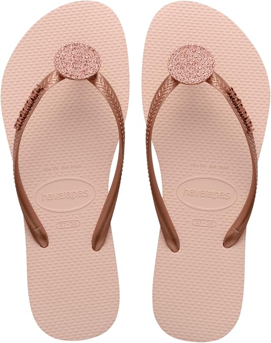 Havaianas for Women - Slim Crystal Glow Flip Flop - Ballet Rose - 11/12