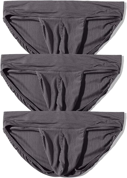 MIZOK Men's Underwear Sexy Briefs 3 Packs Lightweight Breathable Bikini Underwear with Pouch