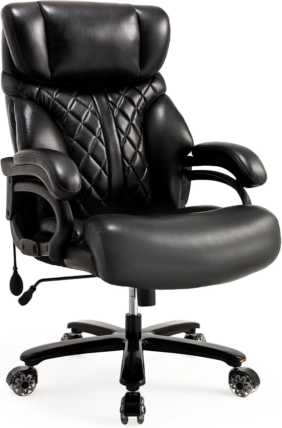 600LBS Big and Tall Office Chair for Heavy People, Extra Wide Seat and Adjustable Lumbar, Heavy Duty Executive Chair with High Back, Large Computer Desk Chair Comfortable for Home Office