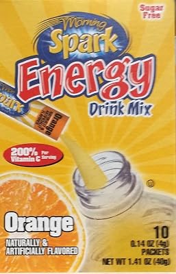 Morning Spark Energy Drink Mix, Orange 10 - .14 Oz Packets Pack of 4