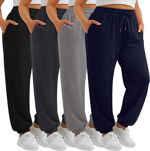 4 Pack Women's Plus Size Sweatpants with Pockets