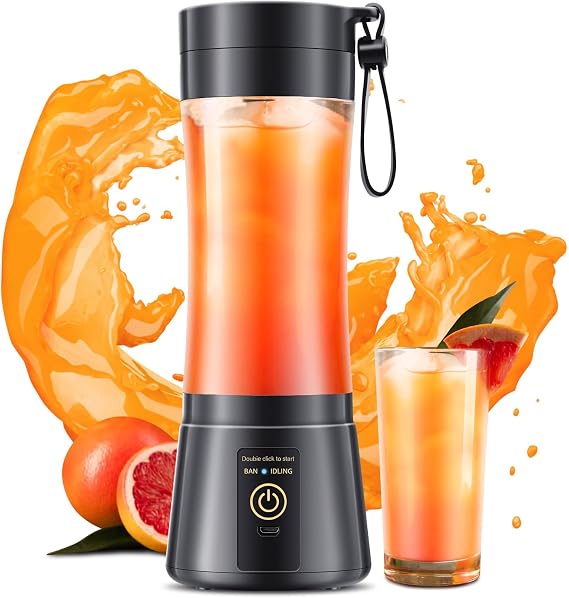 Portable Small Personal Blender - Mini Blender Make Smoothies | 380ml BPA-Free Small Blender, 6 Steel Blades, Quick Blend, Personal Size, Easy Clean, Leak-Proof, Suit in Sports/Office/Gym