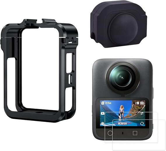 Metal Case for DJI Osmo 360 Accessories, Aluminum Camera Cage with Multiple Expansion Mount, Osmo360 Safty Lock Protective Frame with Lens Cap