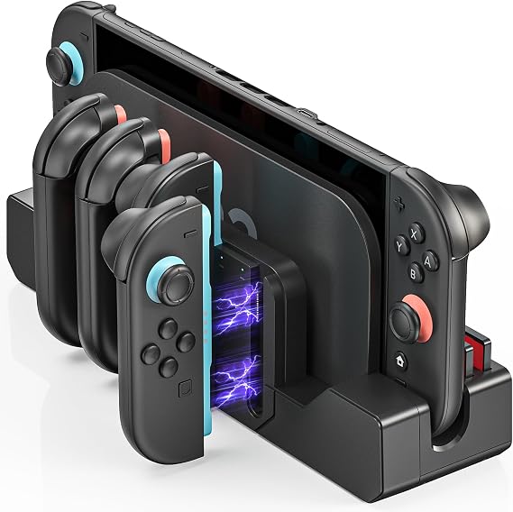 VR&AR Controller Charging Station Dock for Nintendo Switch 2 Joycon, Controllers Charger Compatible with Switch 2 Joy Con, Charge up to 6 Controllers, with Charging Indicator and 2 Card Slot