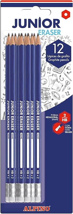 Alpine ju000011 Blister 12 Pencils with Rubber