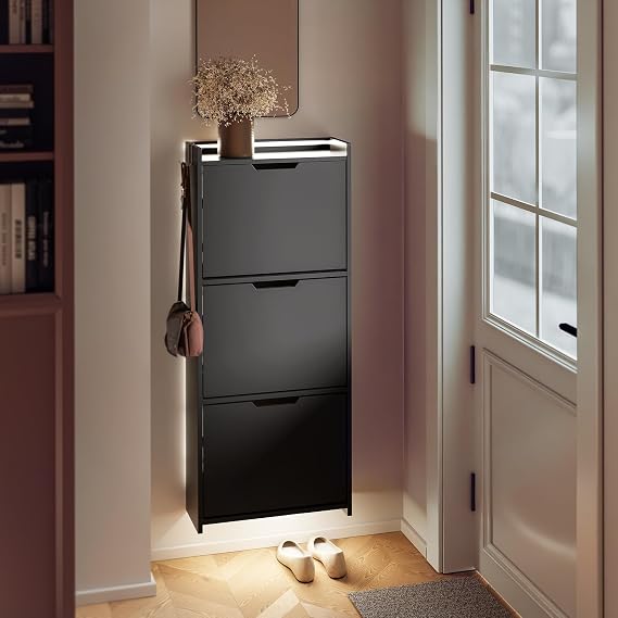 SoBuy Wall Mounted Shoe Cabinet with Motion Sensor LED Light