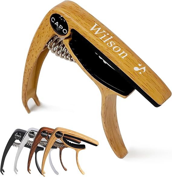 Personalized Guitar Capo Customized Metal Guitar Capo Engraved Capo for Electric Guitar & Acoustic Guitar Custom Capo for Guitar Music Gift for Him Her (Light Wood-1)