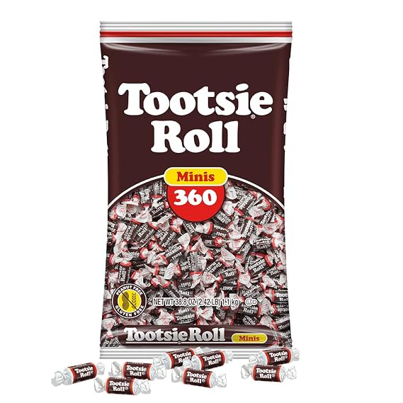 Tootsie Roll Minis, Chewy Chocolate Candy, 360 Count, 38.8oz Bag