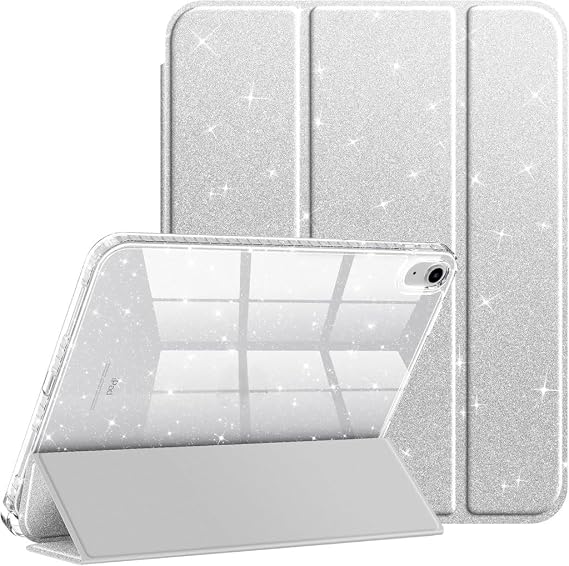 UnDePlus iPad 11.Nesil A16 11inç/10.Nesil 10.9inç ile uyumlu Kılıf Flip Cover Kalem Bölmeli PC Case Simli-Gümüş