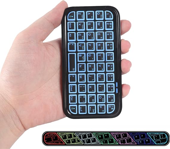 Mini Bluetooth Keyboard,Bluetooth 5.0 Wireless Keyboard with 7 RGB Backlight 49 Keys Pocket Keypad,Rechargeable Mini Slim Travel Handheld Small Silent keyboard for Tablet SmartPhone PC Laptop iPad Mac