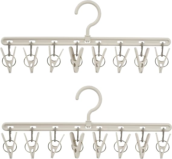 Foshine Clothes Hanger 2 Pack with 8 Clips,Clothes Drying Racks for Drying