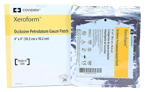 Xeroform Petrolatum Dressing Patch - 4 X 4 Inches, 25 ea (1 Pack)