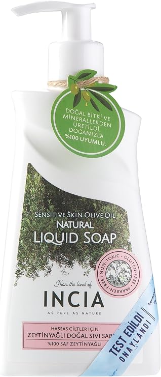 INCIA%100 Doğal Sıvı Kastil Sabunu Hassas Ciltler İçin Zeytinyağlı 10 Bitkisel Değerli Yağ Vegan 250 ml